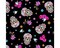 Day of the Dead Black Cotton Fabric, with Glitter | By the Yard | Sewing and Crafting | 44 inches wide